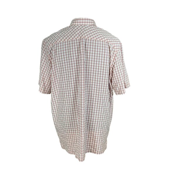 Columbia Men's Pink Orange Black Check Short Sleeve Button Front Shirt Large - Picture 6 of 8